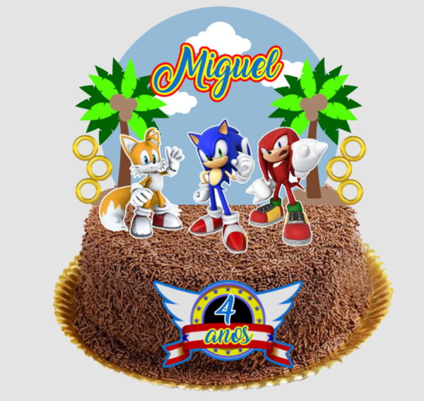 Arquivo de Corte topo de bolo Sonic 04 - Studio e PDF