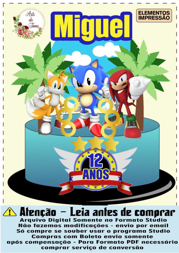 ARQUIVO DE CORTE - TOPO DE BOLO SONIC 045