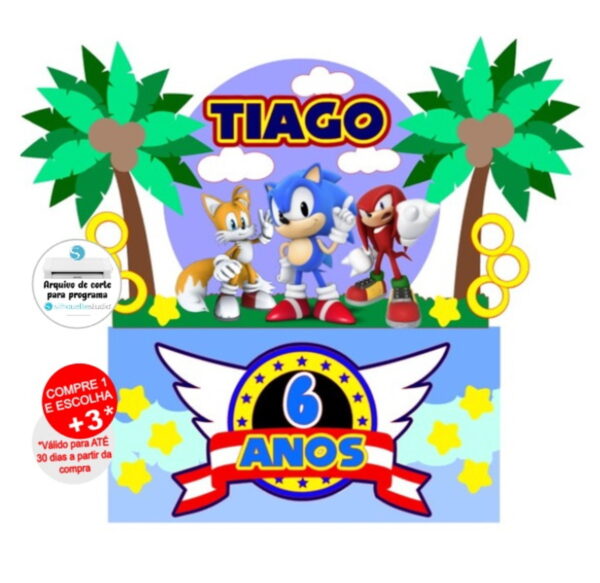 Arquivo de Corte Topo de Bolo Sonic