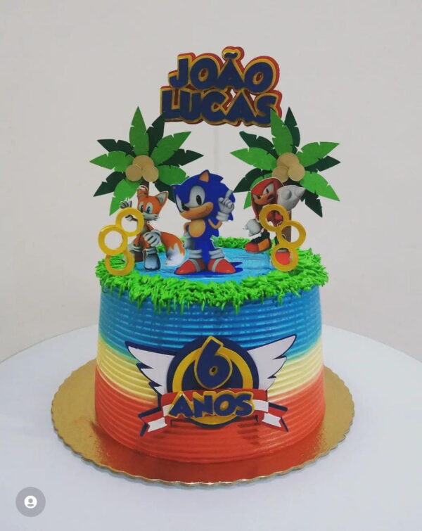 Arquivo De Corte Topo De Bolo Sonic Brasão Camadas