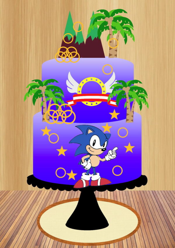 Arquivo de Corte Topo de Bolo Sonic Camadas - Image 2