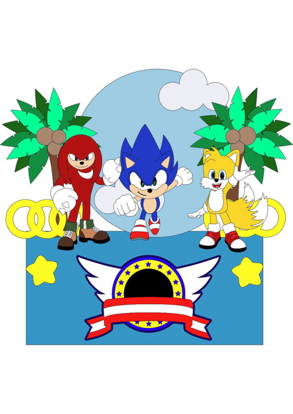 Arquivo de Corte Topo de Bolo Sonic Camadas