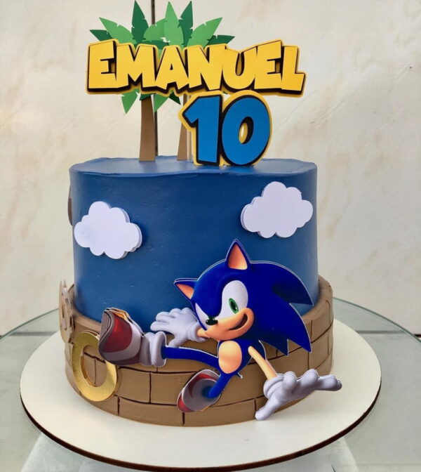 Arquivo de Corte Topo de Bolo Sonic Deitado