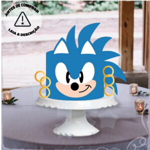Arquivo de corte topo de bolo Sonic em camadas