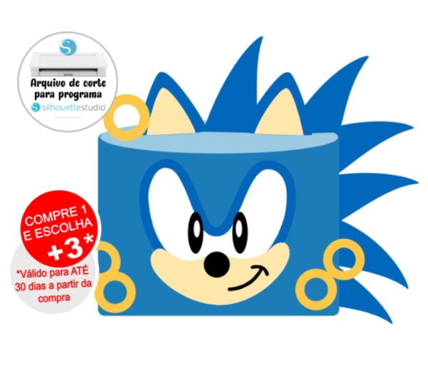 Arquivo de Corte Topo de Bolo Sonic - Rosto