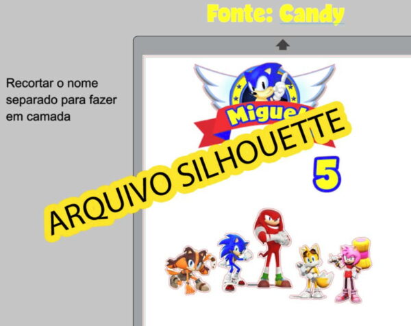 Combo + Arquivo de Corte - Topo de Bolo Sonic - Imagem 3