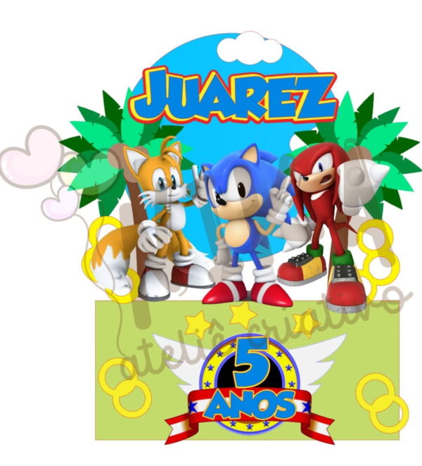 Arquivo de Corte Topo de Bolo Sonic - Imagem 2