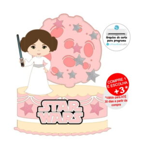 Arquivo de Corte Topo de Bolo Star Wars - Princesa Leia