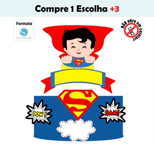 Arquivo de Corte Topo de Bolo Super Homem Cute