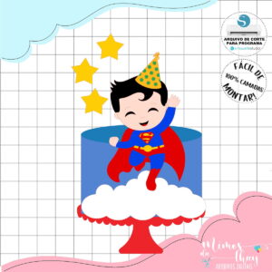 Arquivo de Corte: Topo de Bolo Super Man Cute 001