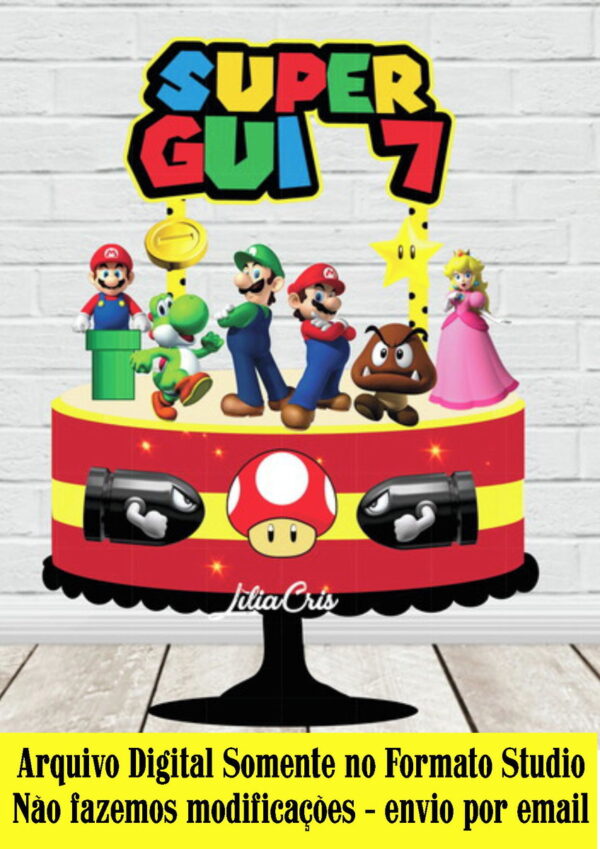 ARQUIVO DE CORTE - TOPO DE BOLO SUPER MARIO 001 REF 054