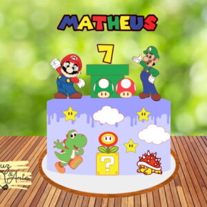 Arquivo de Corte topo de bolo Super Mario 02 - Studio e PDF