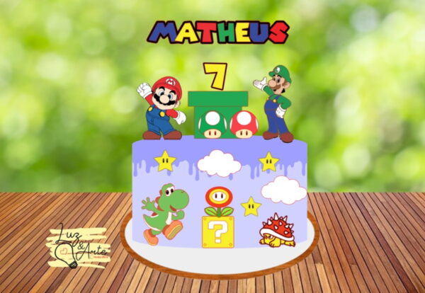 Arquivo de Corte topo de bolo Super Mario 02 - Studio e PDF