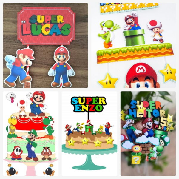 Arquivo de Corte Topo de Bolo Super Mario 1 + Brinde