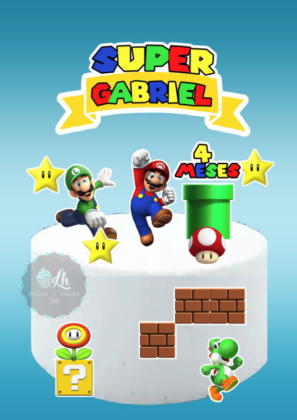 Arquivo de corte topo de bolo Super Mario #1 PDF/JPG