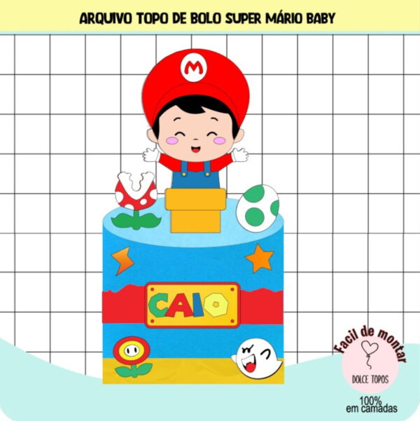 Arquivo de Corte - Topo de Bolo Super Mário Baby