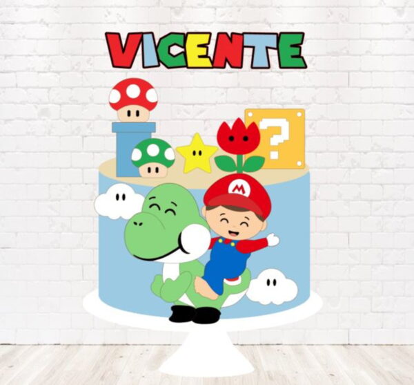 Arquivo de Corte Topo de Bolo Super Mario em Camadas 1593