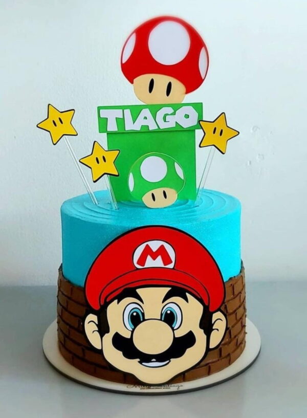 Arquivo de Corte Topo de Bolo Super Mario em Camadas 1777