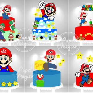Arquivo de Corte Topo de Bolo Super Mario em Camadas 6 Topos