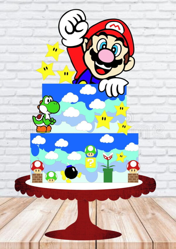 Arquivo de Corte Topo de Bolo Super Mario em Camadas 349