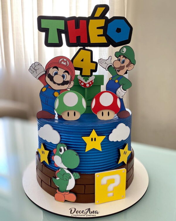 Arquivo de Corte Topo de Bolo Super Mario em Camadas 886