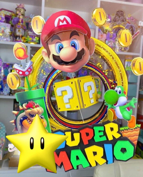 Arquivo de Corte Topo de Bolo Super Mario Luxo +brinde