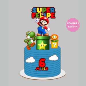 Arquivo de Corte Topo de Bolo Super Mario no Cano Cute