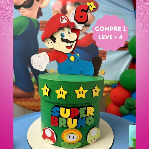 Arquivo de Corte Topo de Bolo Super Mario no Cano em Camadas - Imagem 4