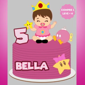 Arquivo de Corte Topo de Bolo Super Mario Peach Baby