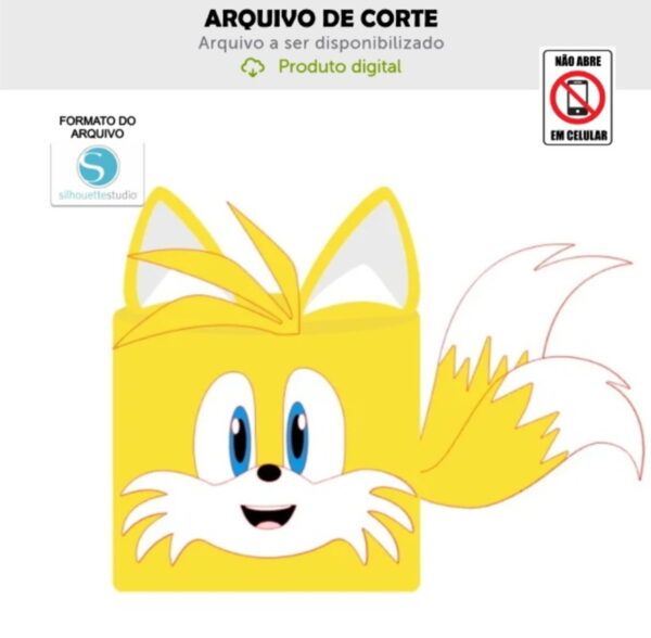 Arquivo de Corte Topo de Bolo Tails - Sonic
