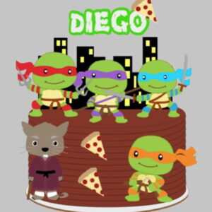 Arquivo de Corte Topo de Bolo Tartarugas Ninjas em Camadas