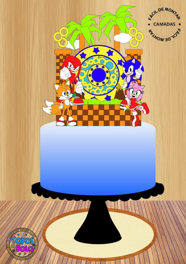 Arquivo de Corte Topo de Bolo Turma do Sonic