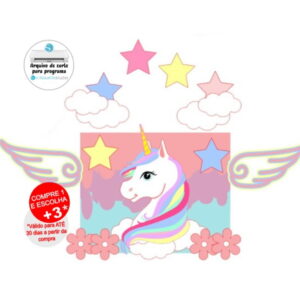 Arquivo de Corte Topo de Bolo Unicornio Asas