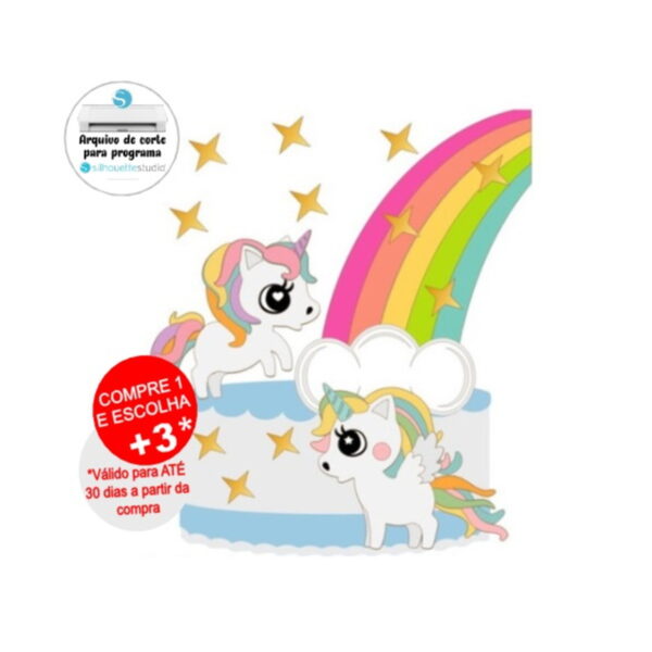 Arquivo de Corte Topo de Bolo Unicornios