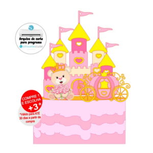 Arquivo de Corte Topo de Bolo Ursinha Princesa