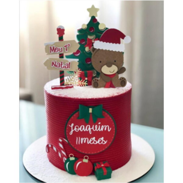 179 - Arquivo de corte topo de bolo ursinho natal