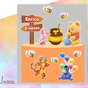 Arquivo de Corte topo de bolo Ursinho Pooh - Studio e PDF