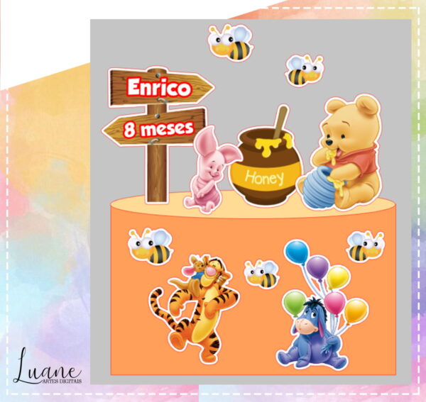 Arquivo de Corte topo de bolo Ursinho Pooh - Studio e PDF