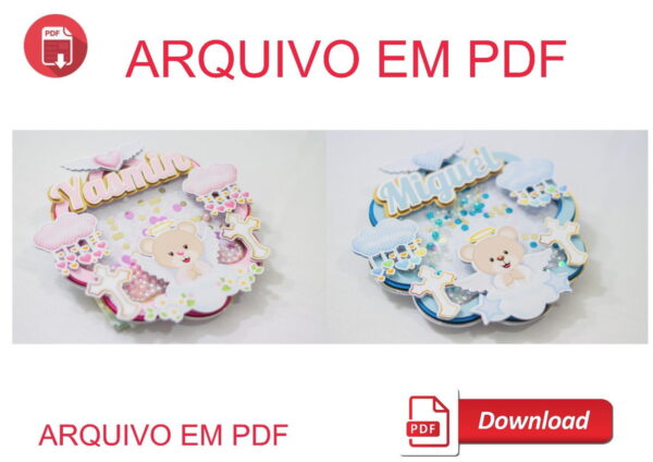 ARQUIVO DE CORTE TOPO DE BOLO URSINHOS BATIZADO EM PDF