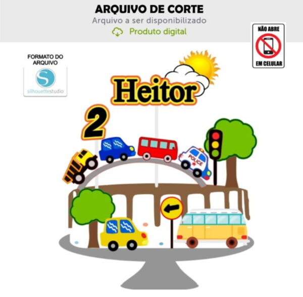 Arquivo de Corte Topo de Bolo Veículos - Pista