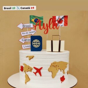 Arquivo de Corte Topo de Bolo Viagem Mala 3d