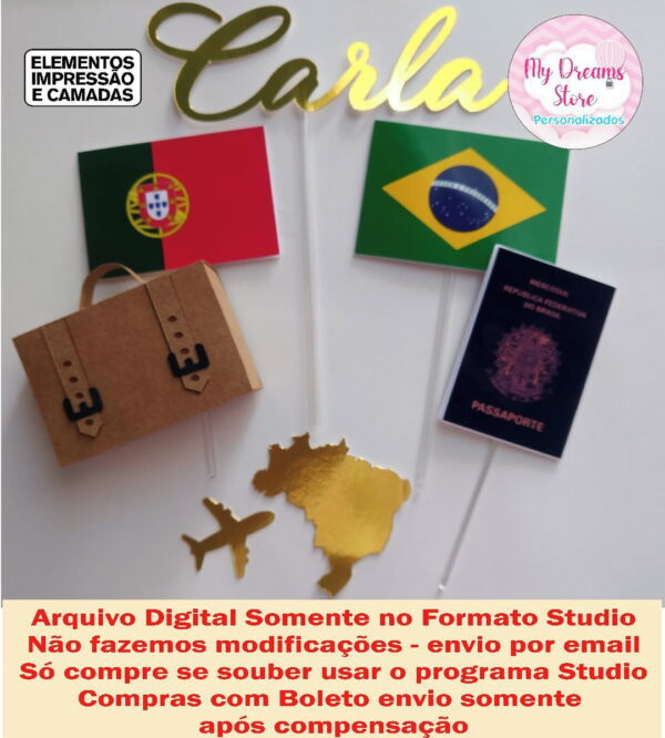 ARQUIVO DE CORTE - TOPO DE BOLO VIAGEM REF 019