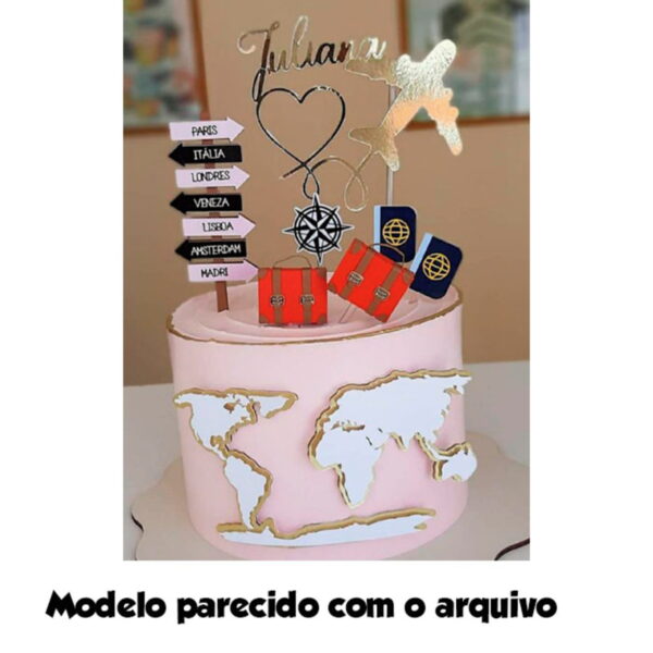 Arquivo de Corte Topo de Bolo Viajante Viagem + BRINDES - Image 4