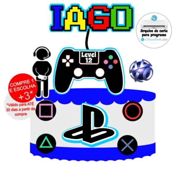 Arquivo de Corte Topo de Bolo Video Game