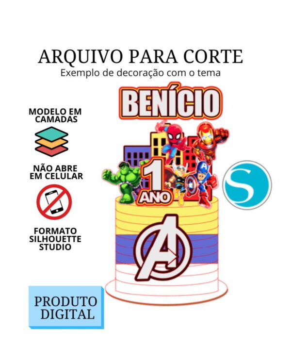 Arquivo de Corte Topo de Bolo - Vingadores Baby