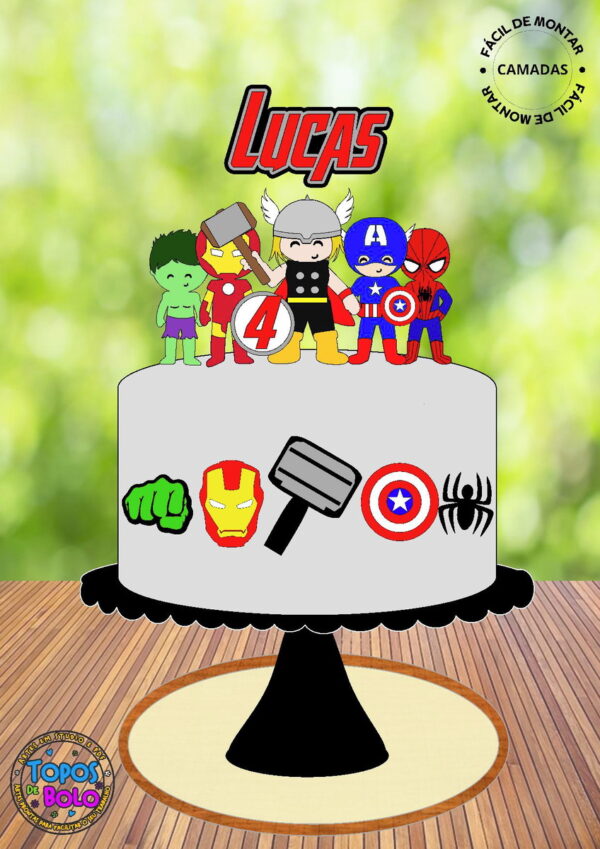Arquivo de Corte Topo de Bolo Vingadores Camadas Cute