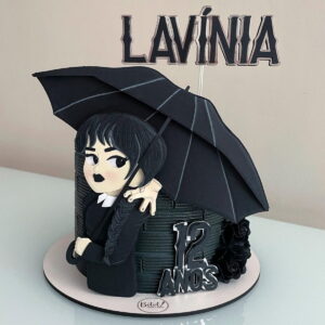 Arquivo: Topo de Bolo Wandinha Guarda Chuva - Camadas