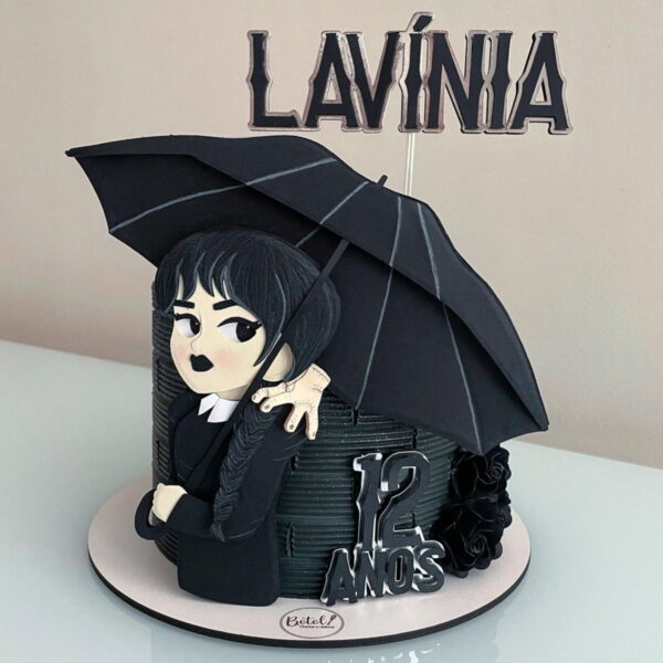 Arquivo: Topo de Bolo Wandinha Guarda Chuva - Camadas