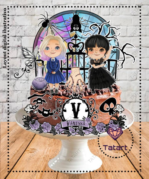 Arquivo de Corte Topo de Bolo Wandinha Cute -001