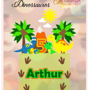 Arquivo de corte Topo Dinossauro em camadas
